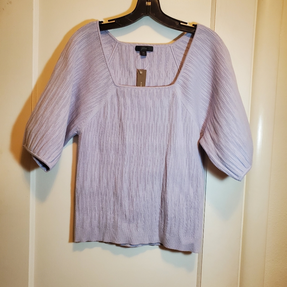 NWT J Crew light purple short sleep sweater